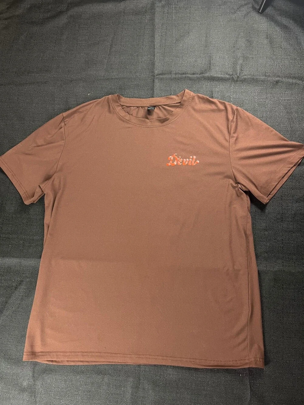 Manfinity Large Brown Short Sleeve T-Shirt Devil Pin-Up Graphic